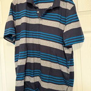Men's Striped Polo Shirt - Blue and Gray